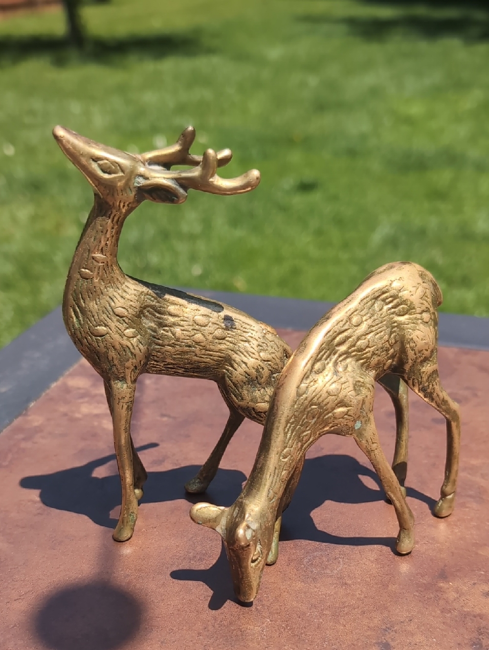 Adorable Vintage Brass Deer Figurine Set - Gold Decorative Home Art